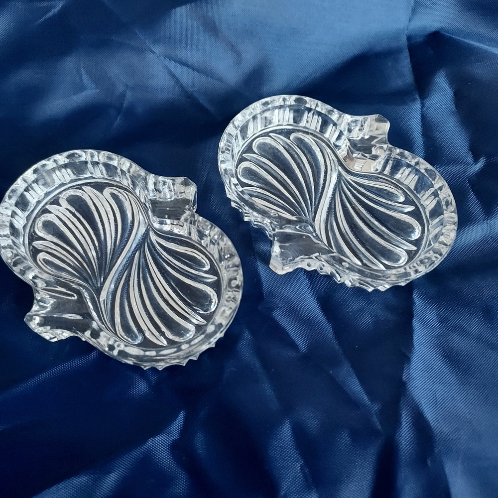 Nachtmann Set of Double Crystal Cigarette Ashtray Trinket Dish Elegant Old Money
